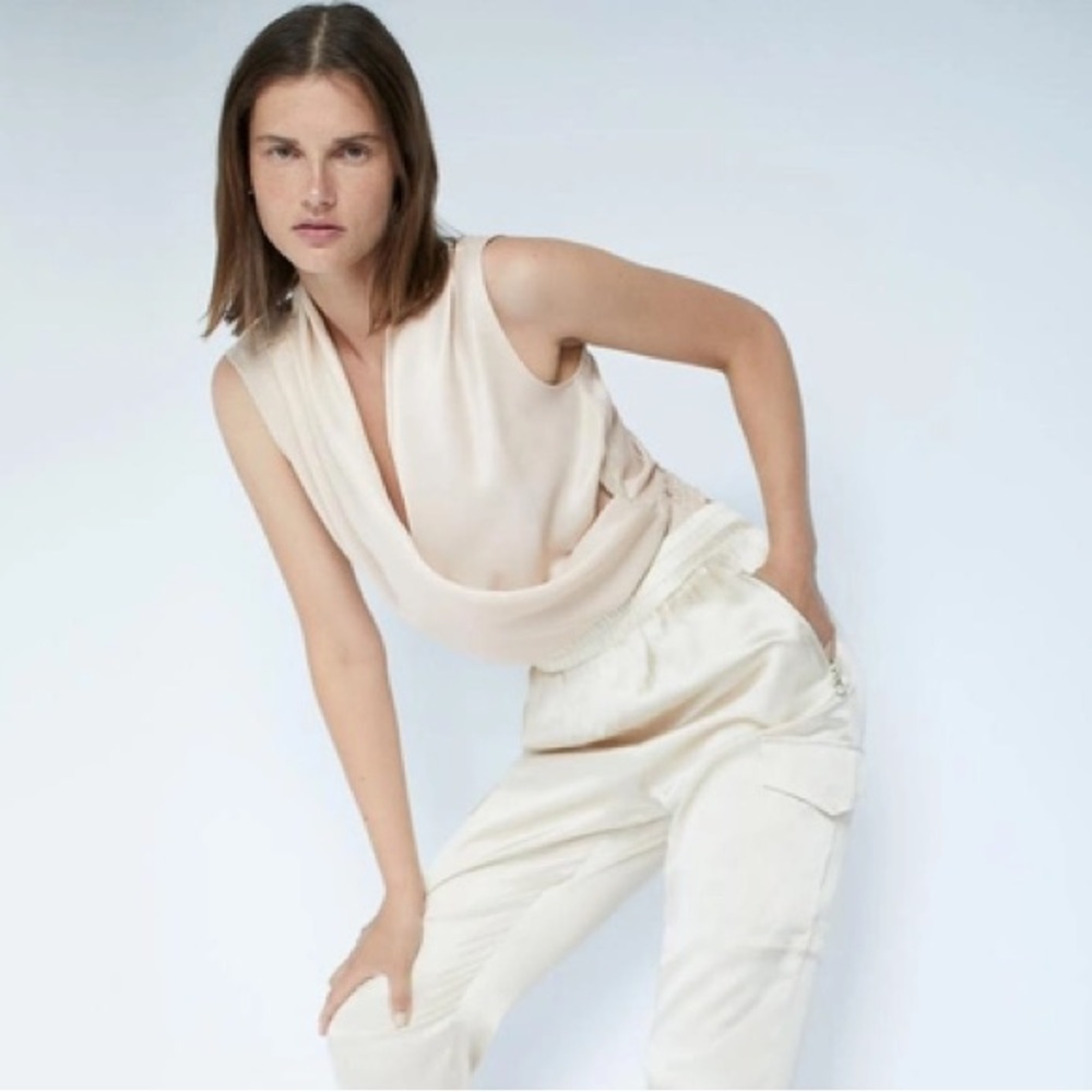 Zara Satin Wrap Front Top